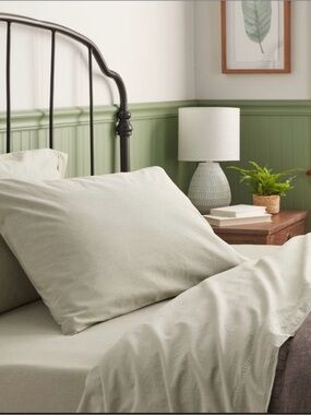 Threshold Full 250 Thread Count Organic Percale Sheet Set Green Chambray